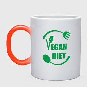 Кружка хамелеон с принтом Vegan Diet в Санкт-Петербурге, керамика | меняет цвет при нагревании, емкость 330 мл | green | greenpaece | nature | sport | vegan | yoga | веган | вегетарианец | гринпис | диета | еда | животные | жизнь | здоровье | зеленый | йога | мир | овощи | пища | планета | природа | растение | спорт | тело | фрукты