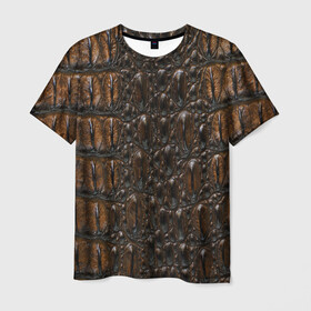 Мужская футболка 3D с принтом Рептилоид в Санкт-Петербурге, 100% полиэфир | прямой крой, круглый вырез горловины, длина до линии бедер | берегите природу | кожа | корокодил