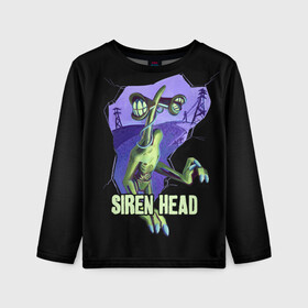 Детский лонгслив 3D с принтом СИРЕНОГОЛОВЫЙ  SIREN HEAD в Санкт-Петербурге, 100% полиэстер | длинные рукава, круглый вырез горловины, полуприлегающий силуэт
 | siren head | игра | монстр | сиреноголовый | существо | хоррор