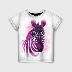 Детская футболка 3D с принтом Зебра акварель 3D в Санкт-Петербурге, 100% гипоаллергенный полиэфир | прямой крой, круглый вырез горловины, длина до линии бедер, чуть спущенное плечо, ткань немного тянется | 3d | africa | animal | watercolor | zebra | акварель | африка | дикий | животное | зверь | зебра