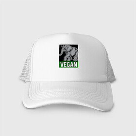 Кепка тракер с сеткой с принтом Vegan Elephant в Санкт-Петербурге, трикотажное полотно; задняя часть — сетка | длинный козырек, универсальный размер, пластиковая застежка | elephant | green | greenpaece | nature | sport | vegan | yoga | веган | вегетарианец | гринпис | еда | животные | жизнь | здоровье | зеленый | йога | мир | овощи | пища | планета | природа | растение | слон | спорт | тело | фрукты
