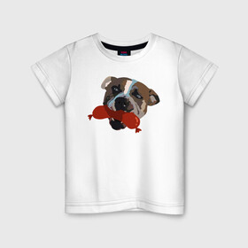Детская футболка хлопок с принтом Амстафф в Санкт-Петербурге, 100% хлопок | круглый вырез горловины, полуприлегающий силуэт, длина до линии бедер | amstaff | американский стаффордширский терьер | амстафф | аст | собака | сосиска | стафф | стаффорд