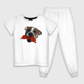 Детская пижама хлопок с принтом Амстафф в Санкт-Петербурге, 100% хлопок |  брюки и футболка прямого кроя, без карманов, на брюках мягкая резинка на поясе и по низу штанин
 | amstaff | американский стаффордширский терьер | амстафф | аст | собака | сосиска | стафф | стаффорд