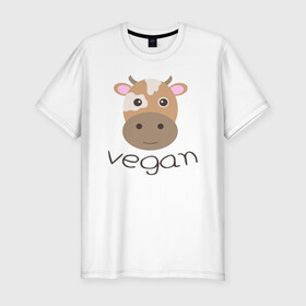 Мужская футболка хлопок Slim с принтом Vegan Cow в Санкт-Петербурге, 92% хлопок, 8% лайкра | приталенный силуэт, круглый вырез ворота, длина до линии бедра, короткий рукав | Тематика изображения на принте: cow | green | greenpaece | nature | sport | vegan | yoga | веган | вегетарианец | гринпис | еда | животные | жизнь | здоровье | зеленый | йога | корова | мир | овощи | пища | планета | природа | растение | спорт | тело | фрукты