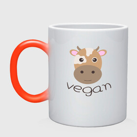 Кружка хамелеон с принтом Vegan Cow в Санкт-Петербурге, керамика | меняет цвет при нагревании, емкость 330 мл | cow | green | greenpaece | nature | sport | vegan | yoga | веган | вегетарианец | гринпис | еда | животные | жизнь | здоровье | зеленый | йога | корова | мир | овощи | пища | планета | природа | растение | спорт | тело | фрукты