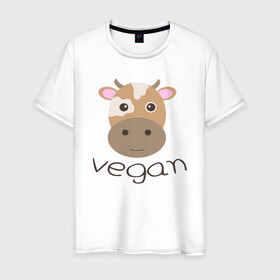 Мужская футболка хлопок с принтом Vegan Cow в Санкт-Петербурге, 100% хлопок | прямой крой, круглый вырез горловины, длина до линии бедер, слегка спущенное плечо. | Тематика изображения на принте: cow | green | greenpaece | nature | sport | vegan | yoga | веган | вегетарианец | гринпис | еда | животные | жизнь | здоровье | зеленый | йога | корова | мир | овощи | пища | планета | природа | растение | спорт | тело | фрукты
