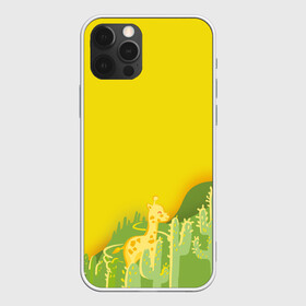 Чехол для iPhone 12 Pro с принтом Милый жираф в кактусах в Санкт-Петербурге, силикон | область печати: задняя сторона чехла, без боковых панелей | животные | жираф | кактусы | лето | листва | милые | мультик | солнечный | яркий
