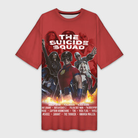 Платье-футболка 3D с принтом The Suicide Squad в Санкт-Петербурге,  |  | dc | squad | suicide squad | vdkarsvet | миротворец | миссия навылет | отряд | харли квинн | человек в горошек