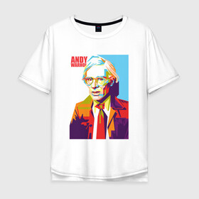 Мужская футболка хлопок Oversize с принтом Энди Вархо в Санкт-Петербурге, 100% хлопок | свободный крой, круглый ворот, “спинка” длиннее передней части | кубизм | поп арт | художник | энди | энди уорхол