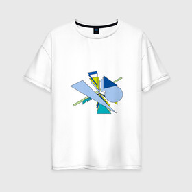 Женская футболка хлопок Oversize с принтом Динамическая абстракция в Санкт-Петербурге, 100% хлопок | свободный крой, круглый ворот, спущенный рукав, длина до линии бедер
 | абстракция | бирюзовые | голубые | динамика | динамическая абстракция | фигуры
