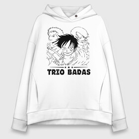 Женское худи Oversize хлопок с принтом TRIO BADAS One Piece в Санкт-Петербурге, френч-терри — 70% хлопок, 30% полиэстер. Мягкий теплый начес внутри —100% хлопок | боковые карманы, эластичные манжеты и нижняя кромка, капюшон на магнитной кнопке | anime | manga | monkey d. luffy | one piece | vinsmoke sanji | zoro roronoa | аниме | большой куш | ван пис | винсмок санджи | вон пис | король пиратов | луфи | луффи | манга | манки д. луффи | пират | ророноа зоро | соломенная шляпа