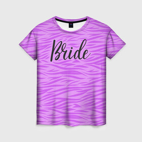 Женская футболка 3D с принтом Bride purple в Санкт-Петербурге, 100% полиэфир ( синтетическое хлопкоподобное полотно) | прямой крой, круглый вырез горловины, длина до линии бедер | bride | bride squad | bride team | team | девичник | девушка | жена | женщина | невеста | праздник | свадьба