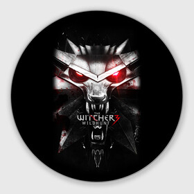 Коврик для мышки круглый с принтом THE WITCHER LOGO в Санкт-Петербурге, резина и полиэстер | круглая форма, изображение наносится на всю лицевую часть | logo | the witcher | ведьмак | зе витчер | игра | компьютерная игра | лого | логотип