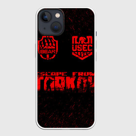 Чехол для iPhone 13 с принтом Escape From Tarkov (logos) в Санкт-Петербурге,  |  | bear | escape | escape from tarkov | game | tarkov | usec | игра | медведь | побег | побег из таркова | тарков