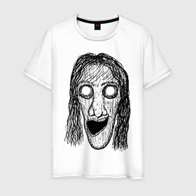 Мужская футболка хлопок с принтом Растрепанное лицо в Санкт-Петербурге, 100% хлопок | прямой крой, круглый вырез горловины, длина до линии бедер, слегка спущенное плечо. | dead | ghost | halloween | horror | suspense | vampire | witch | zombie