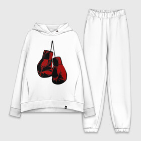 Женский костюм хлопок Oversize с принтом Боксерские перчатки в Санкт-Петербурге,  |  | boxing | gloves | боевые искусства | бокс | день бокса | спорт