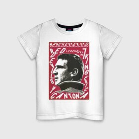 Детская футболка хлопок с принтом Эрик Кантона Манчестер Юнайтед в Санкт-Петербурге, 100% хлопок | круглый вырез горловины, полуприлегающий силуэт, длина до линии бедер | cantona | кантона | манчестер | ретро | эрик | юнайтед