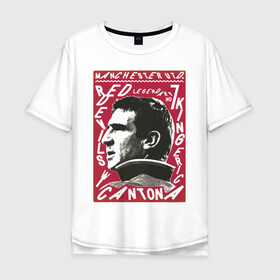 Мужская футболка хлопок Oversize с принтом Эрик Кантона Манчестер Юнайтед в Санкт-Петербурге, 100% хлопок | свободный крой, круглый ворот, “спинка” длиннее передней части | cantona | кантона | манчестер | ретро | эрик | юнайтед