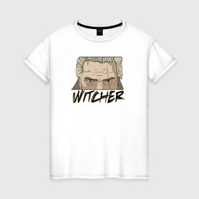 Женская футболка хлопок с принтом Ведьмак в Санкт-Петербурге, 100% хлопок | прямой крой, круглый вырез горловины, длина до линии бедер, слегка спущенное плечо | the witcher | ведьмак | гвинт | геральт | игры