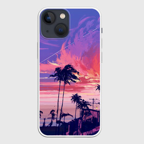 Чехол для iPhone 13 mini с принтом Пейзаж в Санкт-Петербурге,  |  | америка | закат | летний | лето | майами | море | пальмы | пейзаж | пляж | рассвет