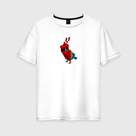 Женская футболка хлопок Oversize с принтом Попугай | Parrot в Санкт-Петербурге, 100% хлопок | свободный крой, круглый ворот, спущенный рукав, длина до линии бедер
 | minecraft | красный | крылатая | попугай | птица