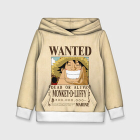 Детская толстовка 3D с принтом WANTED Monkey D. Luffy в Санкт-Петербурге, 100% полиэстер | двухслойный капюшон со шнурком для регулировки, мягкие манжеты на рукавах и по низу толстовки, спереди карман-кенгуру с мягким внутренним слоем | Тематика изображения на принте: anime | manga | monkey d. luffy | one piece | аниме | большой куш | ван пис | вон пис | гол д. роджер | кайдо | король пиратов | луфи | луффи | манга | манки д. луффи | нами | нико робин | пират | портгас д. эйс | ророноа зоро