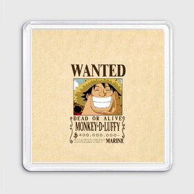 Магнит 55*55 с принтом WANTED Monkey D. Luffy в Санкт-Петербурге, Пластик | Размер: 65*65 мм; Размер печати: 55*55 мм | Тематика изображения на принте: anime | manga | monkey d. luffy | one piece | аниме | большой куш | ван пис | вон пис | гол д. роджер | кайдо | король пиратов | луфи | луффи | манга | манки д. луффи | нами | нико робин | пират | портгас д. эйс | ророноа зоро