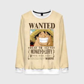 Женский свитшот 3D с принтом WANTED Monkey D. Luffy в Санкт-Петербурге, 100% полиэстер с мягким внутренним слоем | круглый вырез горловины, мягкая резинка на манжетах и поясе, свободная посадка по фигуре | anime | manga | monkey d. luffy | one piece | аниме | большой куш | ван пис | вон пис | гол д. роджер | кайдо | король пиратов | луфи | луффи | манга | манки д. луффи | нами | нико робин | пират | портгас д. эйс | ророноа зоро