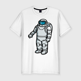 Мужская футболка хлопок Slim с принтом Космонавт в Санкт-Петербурге, 92% хлопок, 8% лайкра | приталенный силуэт, круглый вырез ворота, длина до линии бедра, короткий рукав | space | вселенная | космонавт | космос | минимализм