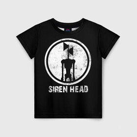 Детская футболка 3D с принтом СИРЕНОГОЛОВЫЙ ЧБ в Санкт-Петербурге, 100% гипоаллергенный полиэфир | прямой крой, круглый вырез горловины, длина до линии бедер, чуть спущенное плечо, ткань немного тянется | siren head | игра | монстр | сиреноголовый | существо | хоррор