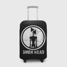 Чехол для чемодана 3D с принтом СИРЕНОГОЛОВЫЙ ЧБ в Санкт-Петербурге, 86% полиэфир, 14% спандекс | двустороннее нанесение принта, прорези для ручек и колес | siren head | игра | монстр | сиреноголовый | существо | хоррор