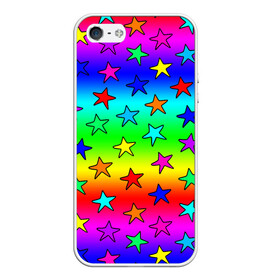Чехол для iPhone 5/5S матовый с принтом Радужные звезды в Санкт-Петербурге, Силикон | Область печати: задняя сторона чехла, без боковых панелей | baby | children | girl | gradient | kids | neon | rainbow | space | stars | градиент | девчачие | девчачье | детские | детский рисунок | звездочки | звезды | космос | красочные | малышам | неоновые | ночные | радуга | разноцветные