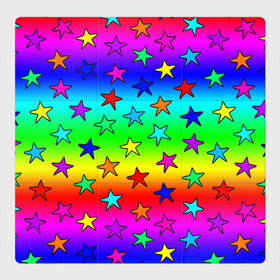 Магнитный плакат 3Х3 с принтом Радужные звезды в Санкт-Петербурге, Полимерный материал с магнитным слоем | 9 деталей размером 9*9 см | Тематика изображения на принте: baby | children | girl | gradient | kids | neon | rainbow | space | stars | градиент | девчачие | девчачье | детские | детский рисунок | звездочки | звезды | космос | красочные | малышам | неоновые | ночные | радуга | разноцветные