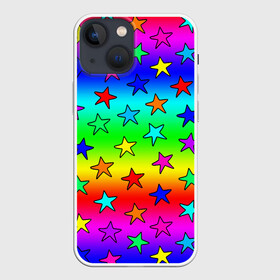 Чехол для iPhone 13 mini с принтом Радужные звезды в Санкт-Петербурге,  |  | baby | children | girl | gradient | kids | neon | rainbow | space | stars | градиент | девчачие | девчачье | детские | детский рисунок | звездочки | звезды | космос | красочные | малышам | неоновые | ночные | радуга | разноцветные