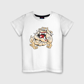 Детская футболка хлопок с принтом Злая собака в Санкт-Петербурге, 100% хлопок | круглый вырез горловины, полуприлегающий силуэт, длина до линии бедер | dog | бульдог | злой | пес | псина | собака | собачка | сторожевой пес