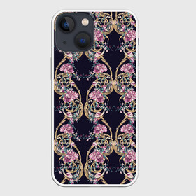 Чехол для iPhone 13 mini с принтом узор из цветов в Санкт-Петербурге,  |  | абстракция | алые цветы | паттерн | текстуры | узоры | цветочки | цветы