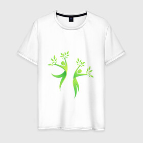 Мужская футболка хлопок с принтом Мы вместе в Санкт-Петербурге, 100% хлопок | прямой крой, круглый вырез горловины, длина до линии бедер, слегка спущенное плечо. | гармония | гармония с природой | дерево | люди | планета | растения | чистая планета | экология