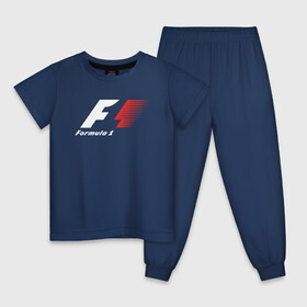 Детская пижама хлопок с принтом Formula 1 в Санкт-Петербурге, 100% хлопок |  брюки и футболка прямого кроя, без карманов, на брюках мягкая резинка на поясе и по низу штанин
 | Тематика изображения на принте: f1 | formula 1 | racing | болиды | гонки | логотип | старый логотип | формула 1