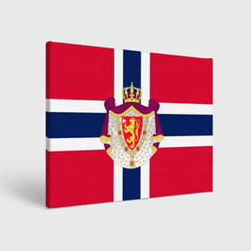 Холст прямоугольный с принтом Норвегия | Флаг и герб Норвегии в Санкт-Петербурге, 100% ПВХ |  | Тематика изображения на принте: герб | герб норвегии | корона | красный | лев | линии | норвегии | норвегия | синий | топор | флаг | флаг норвегии | щит