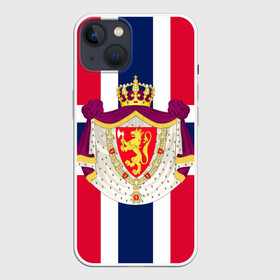 Чехол для iPhone 13 с принтом Норвегия | Флаг и герб Норвегии в Санкт-Петербурге,  |  | герб | герб норвегии | корона | красный | лев | линии | норвегии | норвегия | синий | топор | флаг | флаг норвегии | щит