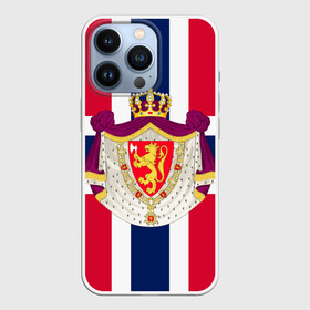 Чехол для iPhone 13 Pro с принтом Норвегия | Флаг и герб Норвегии в Санкт-Петербурге,  |  | герб | герб норвегии | корона | красный | лев | линии | норвегии | норвегия | синий | топор | флаг | флаг норвегии | щит