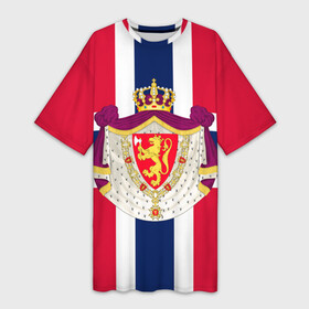 Платье-футболка 3D с принтом Норвегия | Флаг и герб Норвегии в Санкт-Петербурге,  |  | герб | герб норвегии | корона | красный | лев | линии | норвегии | норвегия | синий | топор | флаг | флаг норвегии | щит