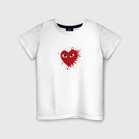 Детская футболка хлопок с принтом Сердце с глазами в Санкт-Петербурге, 100% хлопок | круглый вырез горловины, полуприлегающий силуэт, длина до линии бедер | Тематика изображения на принте: eays | heart with eyes | japan | глаза | глазки | как парни | ком де гарсон | мода | сердце | сердце с глазами | сердце с глазищами | токио | уличный стиль | японский бренд | японский дизайн