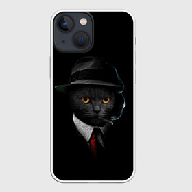 Чехол для iPhone 13 mini с принтом НУАРНЫЙ КОТ в Санкт-Петербурге,  |  | animal | cat | dark | detective | nuar | police | triller | детектив | звери | кот | котэ | кошки | нуар | триллер