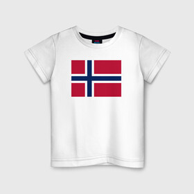 Детская футболка хлопок с принтом Норвегия | Флаг Норвегии в Санкт-Петербурге, 100% хлопок | круглый вырез горловины, полуприлегающий силуэт, длина до линии бедер | красный | линии | норвегии | норвегия | синий | флаг | флаг норвегии