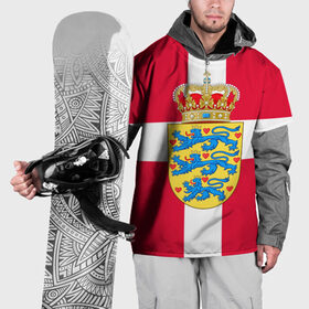 Накидка на куртку 3D с принтом Дания | Герб и флаг Дании в Санкт-Петербурге, 100% полиэстер |  | герб | дании | дания | корона | лев | львы | сердца | сердце | флаг | щит