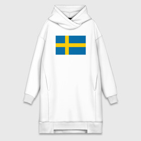 Платье-худи хлопок с принтом Швеция | Флаг Швеции в Санкт-Петербурге,  |  | герб | желтый | знак | линии | прямоугольник | символика | синий | флаг | швеции | швеция