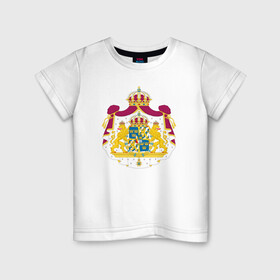 Детская футболка хлопок с принтом Швеция | Герб Швеции в Санкт-Петербурге, 100% хлопок | круглый вырез горловины, полуприлегающий силуэт, длина до линии бедер | герб | желтый | знак | линии | прямоугольник | символика | синий | флаг | швеции | швеция