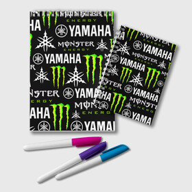 Блокнот с принтом YAMAHA X MONSTER / SPORT в Санкт-Петербурге, 100% бумага | 48 листов, плотность листов — 60 г/м2, плотность картонной обложки — 250 г/м2. Листы скреплены удобной пружинной спиралью. Цвет линий — светло-серый
 | monster energy | motorcycle | yamaha | yzf r6 | байк | байкер | зеленый | монстер | мотоспорт | мототехника | мотоцикл | мотоциклист | скутер | энергетик. | ямаха