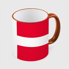 Кружка с полной запечаткой с принтом Дания | Флаг Дании в Санкт-Петербурге, керамика | ёмкость 330 мл | белый | герб | государство | дании | дания | знак | красный | крест | линии | символика | страна | флаг